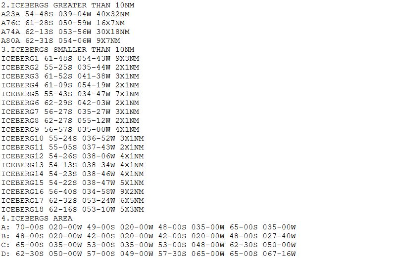 riskiomap's tweet photo. 🚨 NAVAREA VI 143/25 – Antarctica Sea Ice Warning 🧊

🗓️ Ice report 111400 UTC
📍 Extensive sea ice &amp; icebergs >10NM in Weddell Sea:

A23A (40x32NM)

A76C, A74A, A80A

Multiple smaller bergs also reported.

#NavWarn #SeaIce #Antarctica #MaritimeSafety https://t.co/jE9bLIkGOd