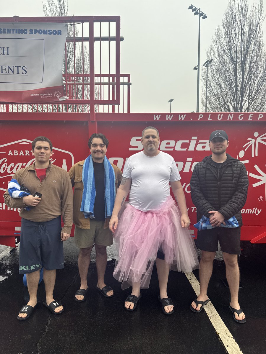 MercyhurstICGP's tweet photo. The CIRAT team was on a mission to support the PA Special Olympics, and they brought the fun! CIRAT Executive Director Brian Fuller promised to take a plunge in a tutu if they raised over $2,000… and guess what? Challenge accepted and goal crushed! Carpe Diem! https://t.co/2ppnaURuVZ