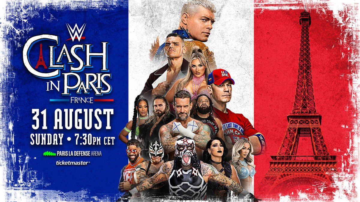 Combo tickets for #WWEClash in Paris on Sunday, August 31, and #WWERaw on Monday, September 1 – taking place at <a href="/ParisLaDefArena/">Paris La Défense Arena</a> - will go on general sale Friday, April 25 at 10am CET at ticketmaster.fr!

MORE INFO: wwe.com/article/combo-…