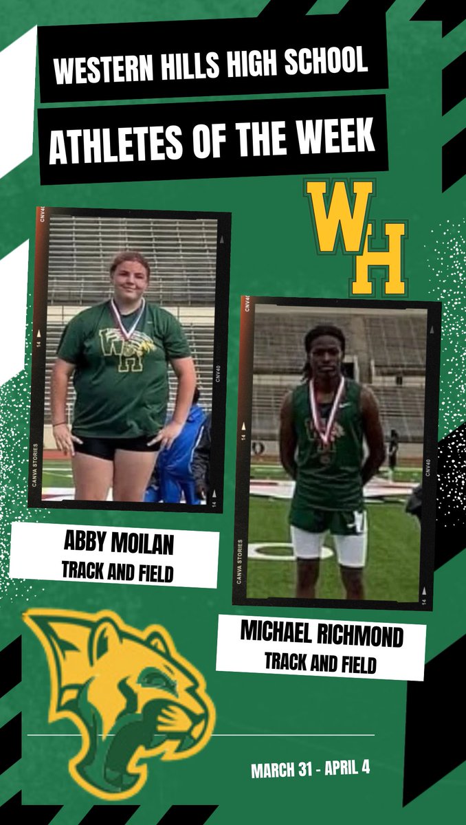 Athletes of the week for the last two weeks!  Congrats Cougars! 

Best of luck to Bella and Abby at Regionals!