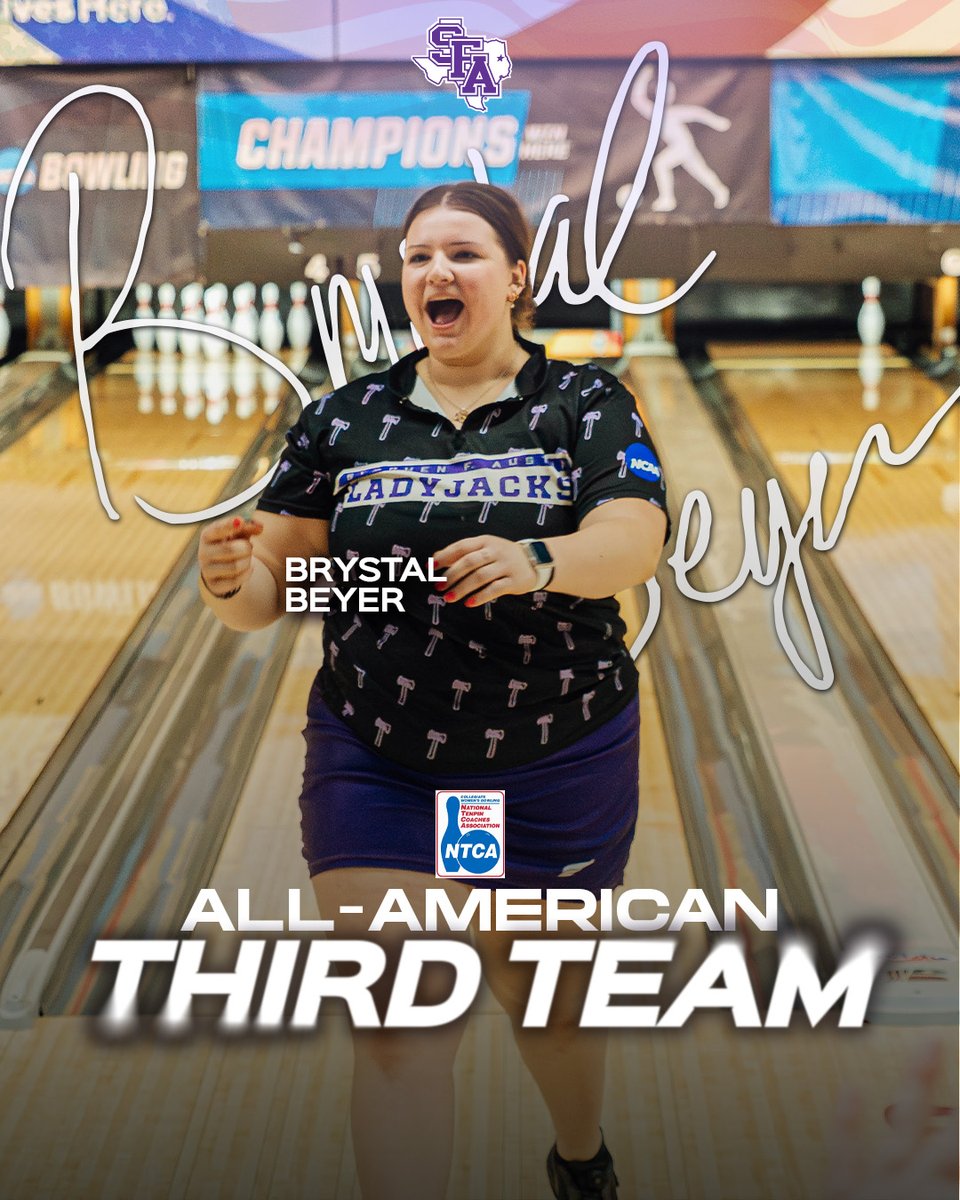 Ladyjacks Bowling (@sfa_bowling) on Twitter photo ๐๐ฅ๐ฅ-๐๐ฆ๐๐ซ๐ข๐๐๐ง ๐บ๐ธ
<a href="/BrystalBeyer/">Brystal Beyer</a> has been named NTCA All-American Third Team. Congratulations Brystal!
#AxeEm x #MakeItHappen ๐๐ฅ๐ฅ-๐๐ฆ๐๐ซ๐ข๐๐๐ง ๐บ๐ธ
<a href="/BrystalBeyer/">Brystal Beyer</a> has been named NTCA All-American Third Team. Congratulations Brystal!
#AxeEm x #MakeItHappen