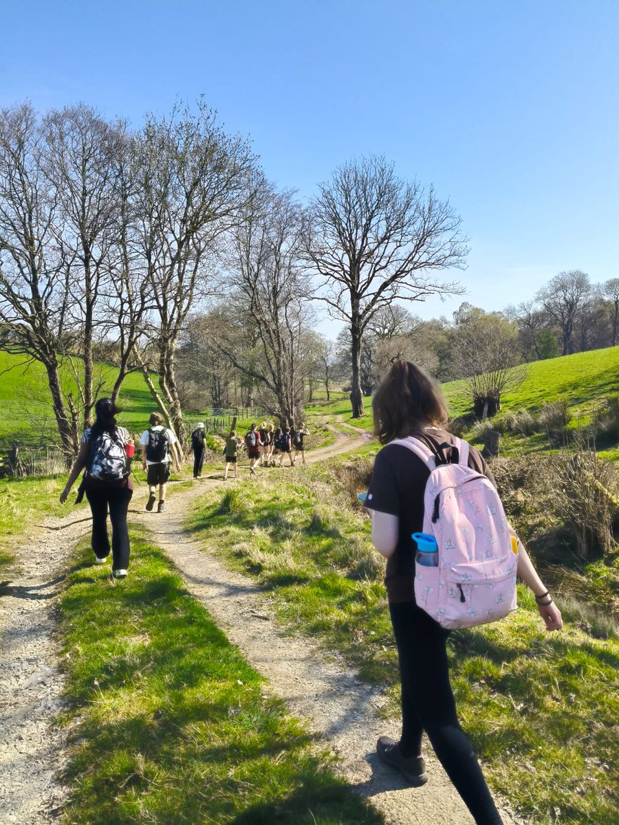 The year 12 2025 DOE group 1st training walk to Y Golfa on a glorious sunny day.