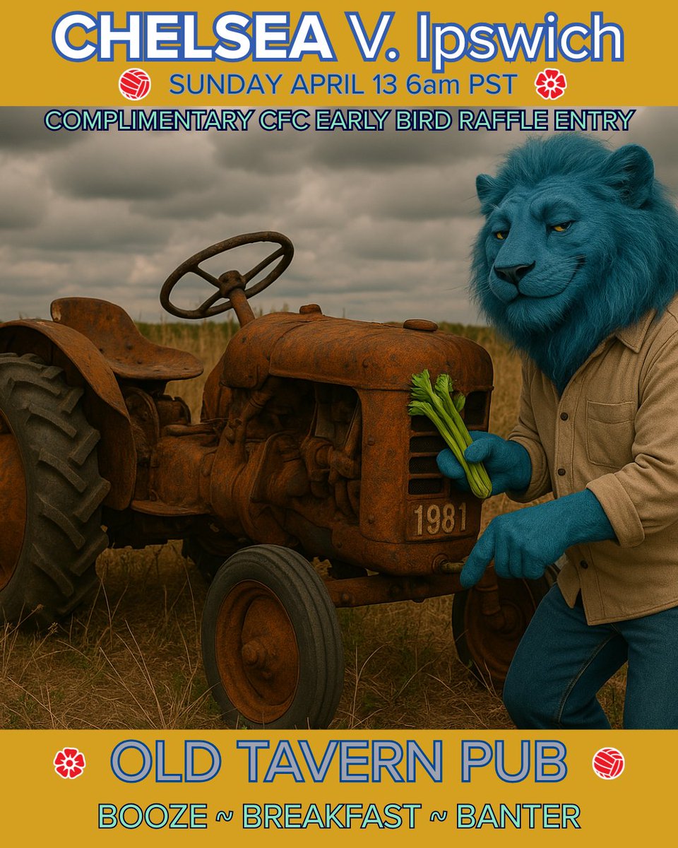 Let’s represent CHELSEA in full force NorCal! Time to show Delap what a real club looks like—and remind Ipswich they’ve been irrelevant since ’81.
<a href="/OldTavernPub/">Old Tavern</a>  is our matchday cathedral! To thank those who show up for the brutal early kickoffs, we’re giving away free raffle