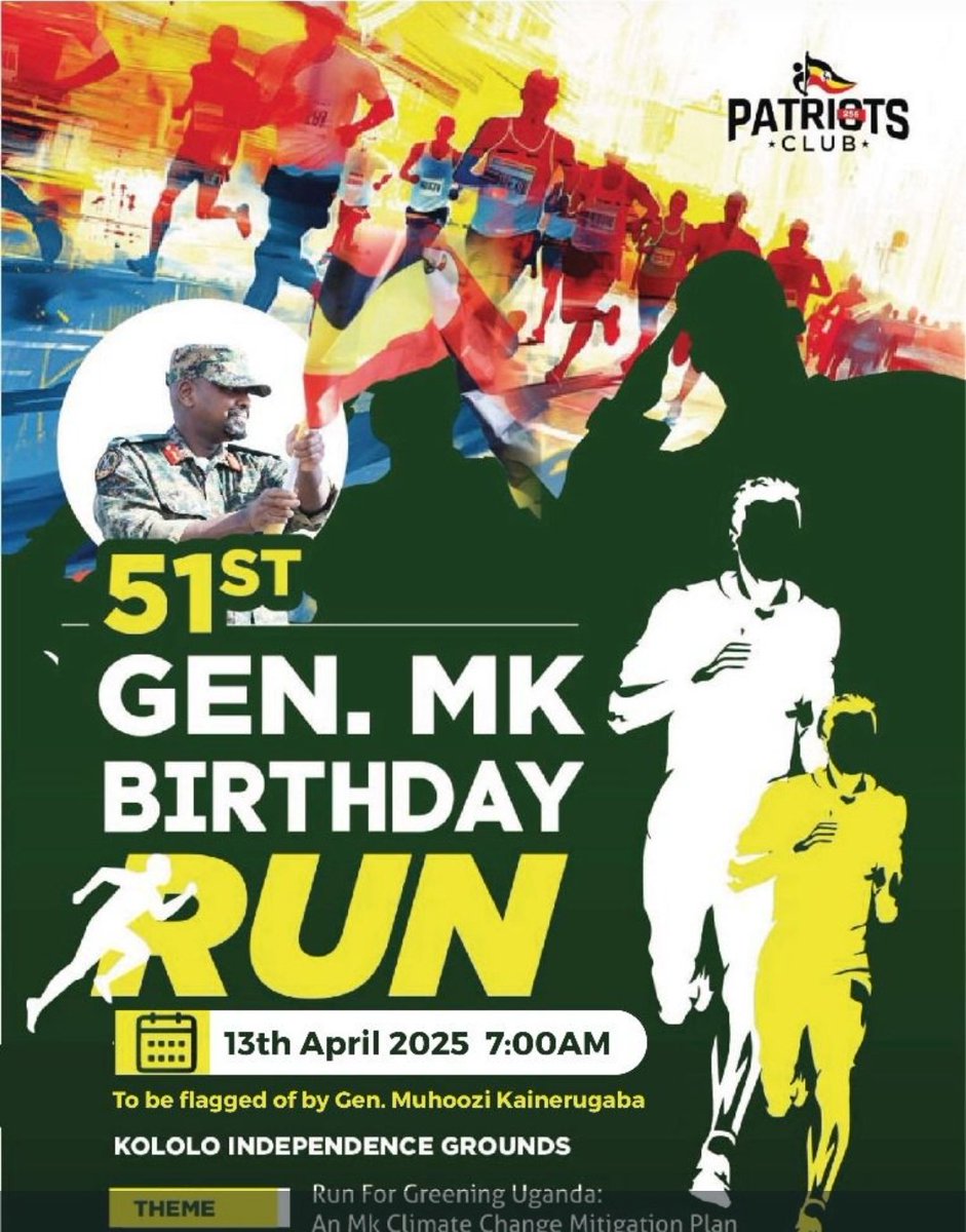 MKatungi's tweet photo. The 51st Gen.@mkainerugaba run is on.All our forces are called to turn up in thousands and all patriotic Ugandans.7am,Kololo Airstrip https://t.co/R5Orwhj28k