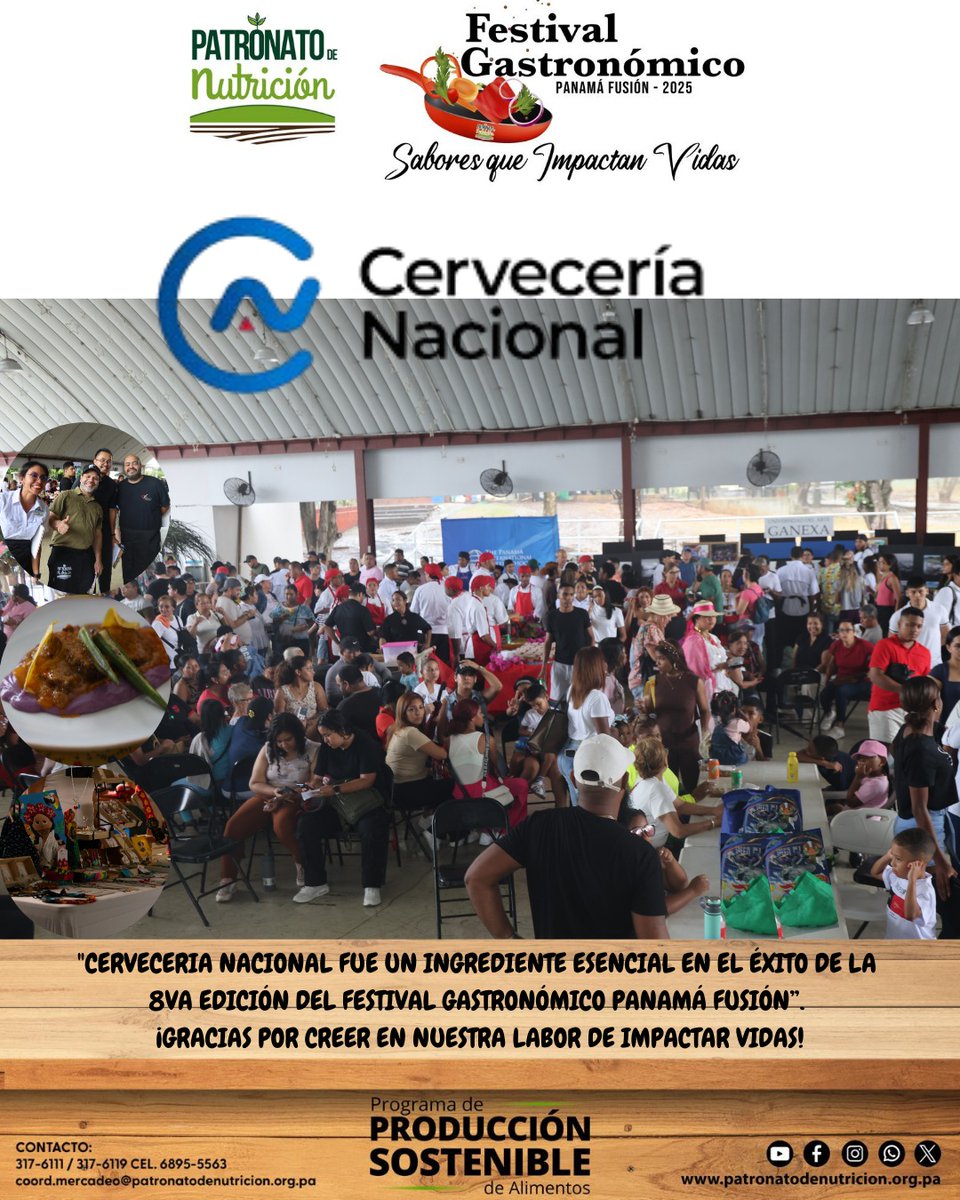 "Cerveceria Nacional fue un ingrediente esencial en el éxito de la 8va edición del Festival Gastronómico Panamá Fusión". ¡Gracias por creer en nuestra labor de impactar vidas!
<a href="/CerveceriaNac/">Cervecería Nacional</a>