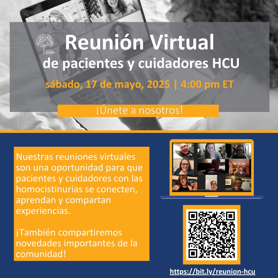 HCUAmerica's tweet photo. Para nuestras familias hispanohablantes: ¡Únanse a nuestra reunión comunitaria virtual!

¡Conéctese con otros pacientes y cuidadores de HCU! 👥 🫂

➡️ Para registrarse: https://t.co/2rHSW2lLCu

#homocistinuria #reunion #comunidad #conectar https://t.co/pDR16a4wi7