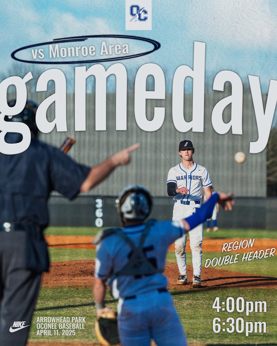 Big DH for final region standings today! Come out and enjoy a nice evening on the back end of Spring Break! <a href="/OCHS_Athletics/">OC Warrior Athletics</a> <a href="/OCHSwarriors/">OCHS</a> #WeAreOne