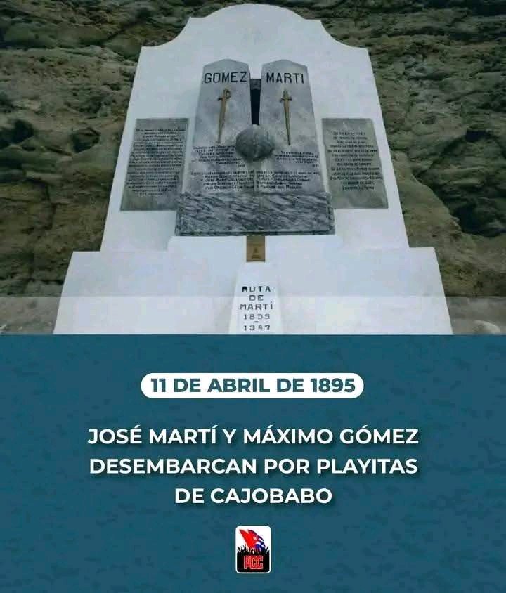 Un día como hoy recordamos el desembarco de #Martí y Gómez por Playita de Cajobabo. Con su llegada, ya se encontraban en Cuba los tres grandes de la guerra necesaria. designan a Martí como Mayor General del Ejército Libertador #CubaViveEnSuHistoria