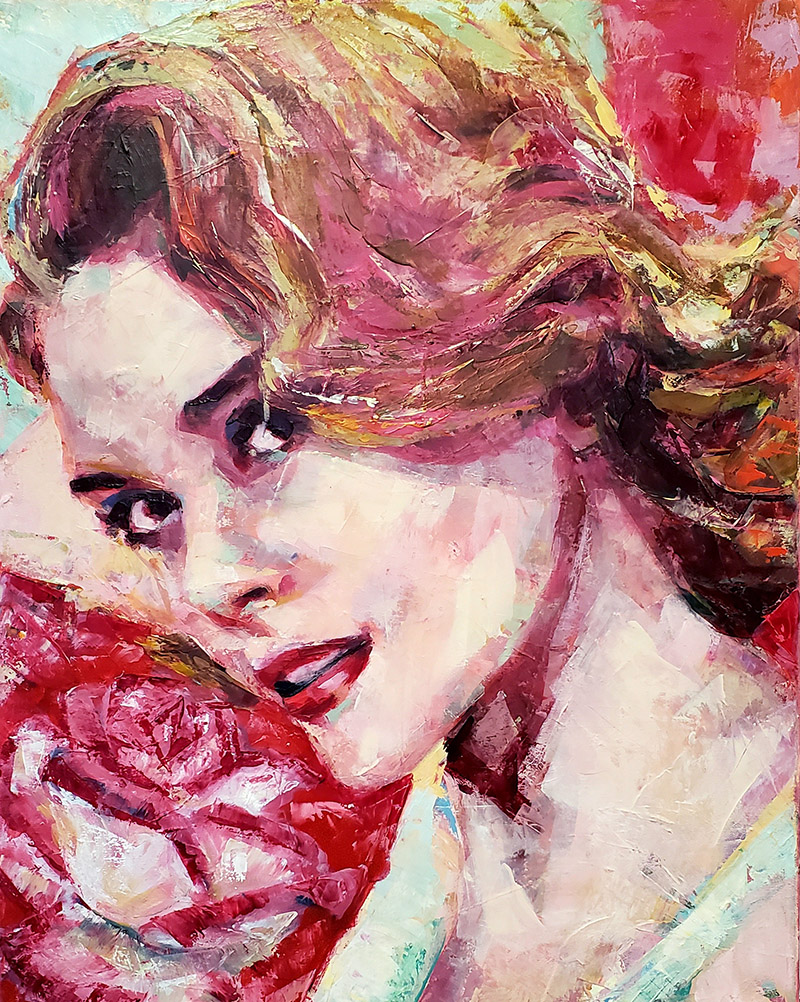 New artwork on Artfinder: artfinder.com/product/edged-… The painting's title refers to the hybrid tea rose, named Rosa 'Princesse de Monaco', after Grace Kelly. #princessgrace #gracekelly #rose #pink #carmine #inmemory
 #artfinder #makingartwork via <a href="/artfinder/">Artfinder</a>