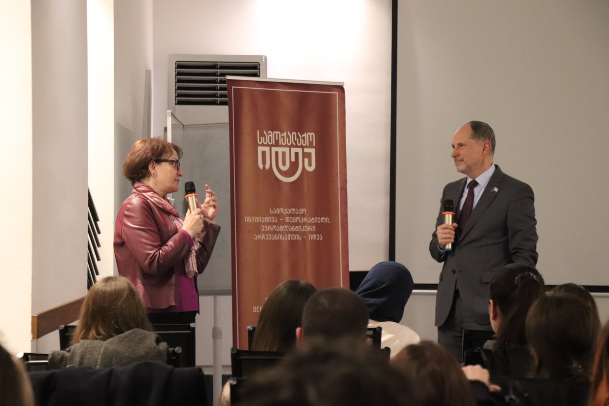 IdeaCivic's tweet photo. 🇪🇺🤝🇬🇪 Honored to host EU Ambassador Pawel Herczynski at Civic IDEA’s Meet the Ambassador series.

Grateful for the opportunity to hear his insights on EU-Georgia relations &amp; global diplomacy.

#CivicIDEA #EUinGeorgia #Diplomacy #ForeignPolicy #YouthEngagement https://t.co/Uk3B3AcAMq