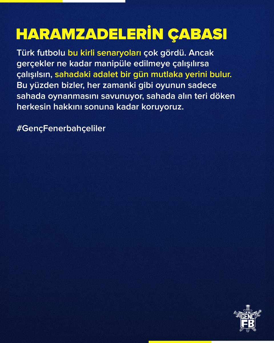 HARAMZADELERİN ALÇAK ÇABASI.. 

#GençFenerbahçeliler