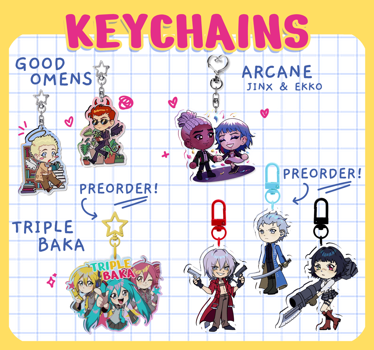 hello!! reminder that the preorders for the needy streamer overload standee &amp; triple baka and dmc keychains close monday at 12pm (CEST), make sure to get yours bc after that stock will be very limited!! rts are appreciated!
(link below)