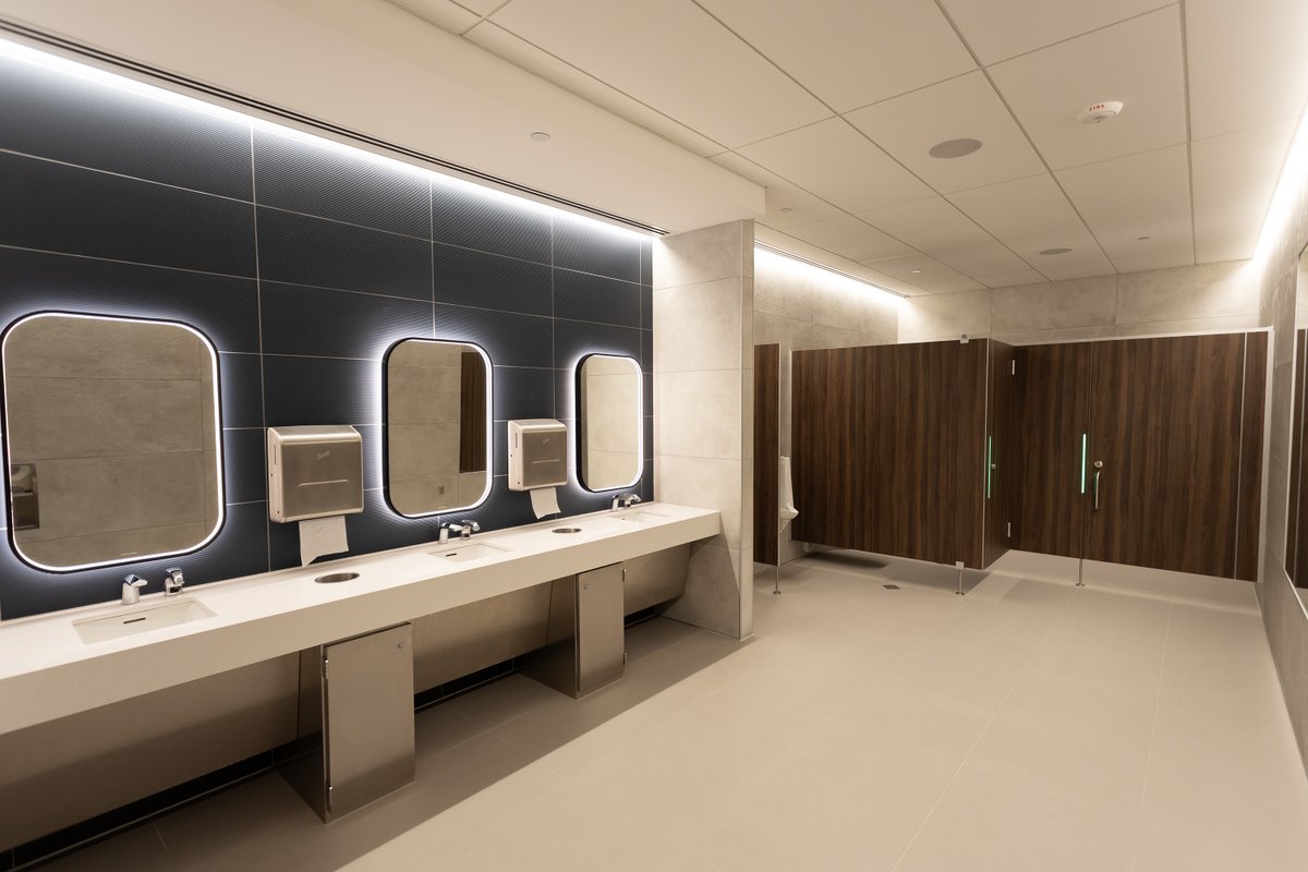 OMAairport's tweet photo. Now Open: As a preview of the future terminal finishes, customers can now experience new restrooms in the South Terminal on Level 1, near the Delta and Frontier ticket counters. Check them out on your next visit to OMA! #BuildOMA https://t.co/m4yf1tPhEP
