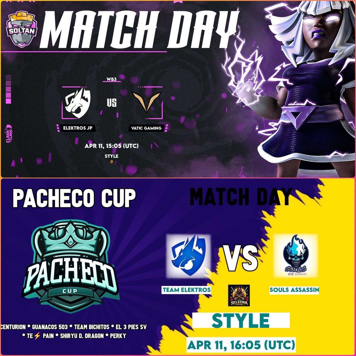 🟣 LIVEEEEEEEE!

Vamos con el Viernes! Alegríaaaaa! 💪

🏆 Mega Soltan | Pachecho Cup

✅ Elektros JP 🆚 Vatic Gaming
✅ Team Elektros 🆚 Souls Assassin

TODO el MUNDO para DENTRO! 😍

📺 twitch.tv/style_coc