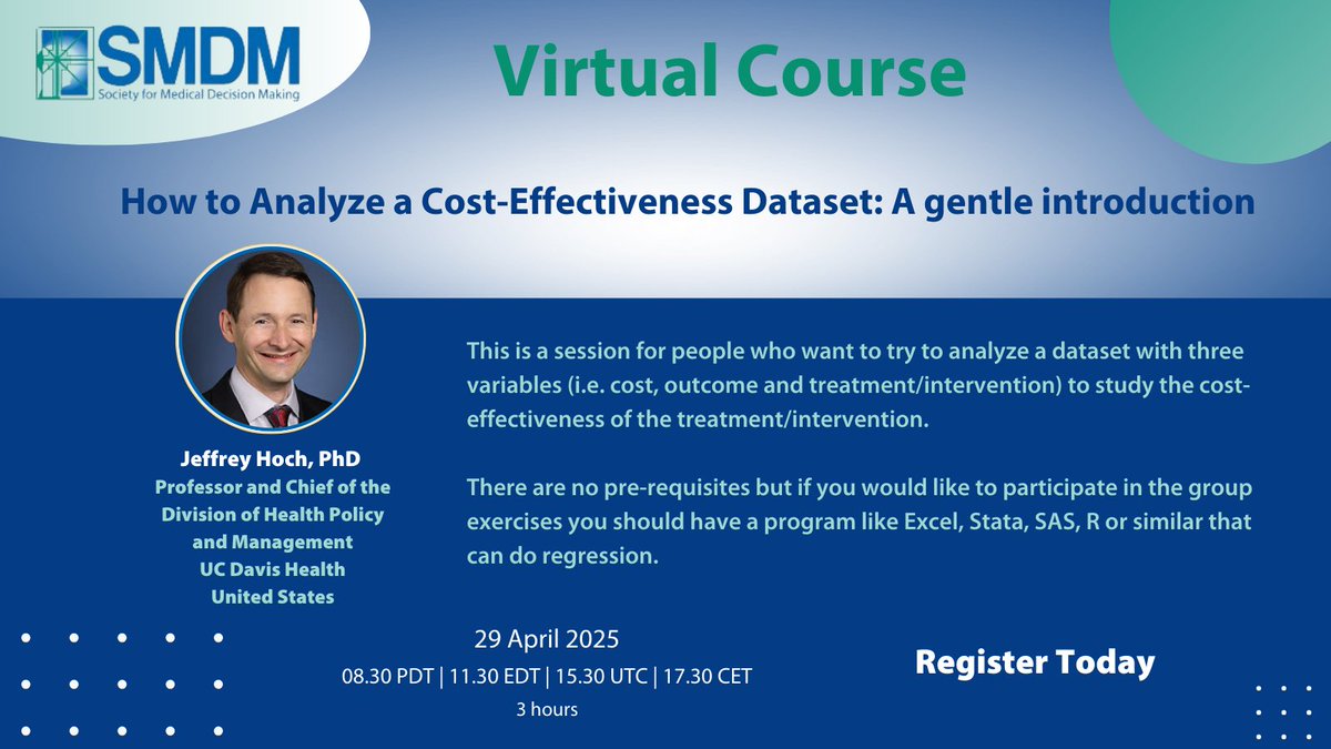 💡 New to cost-effectiveness analysis? Start here!

Join our beginner-level virtual course and master the basics of CEA in a practical, easy-to-follow way. Perfect for beginners!

📅 Register now: loom.ly/kktMMwo

#HealthEconomics #CostEffectiveness #OnlineLearning