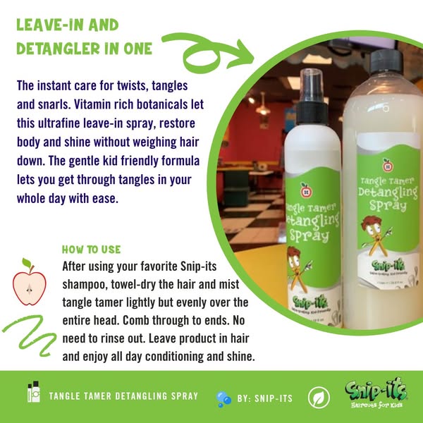 In April, we’re all about Tangle Tamer—great for all kiddos who need to get the tangles out. Gentle, no ouch, and smells like apples. Buy in-salon or order now at bit.ly/3ElP8d1

#KidsHairCare #DetanglerForKids #ParentTips #KidsHairProducts