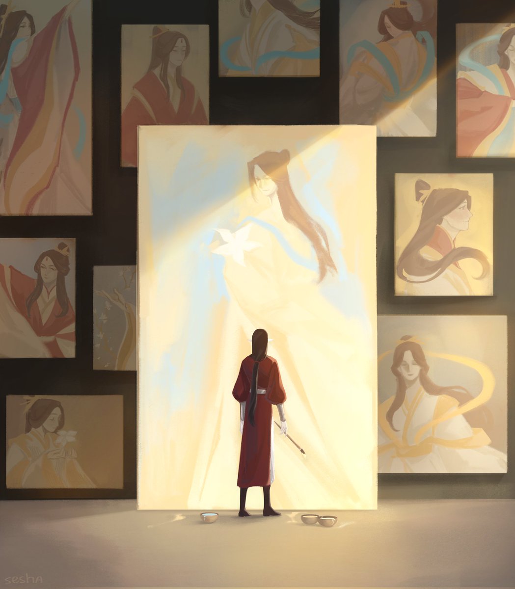 sesha_001's tweet photo. HC drawing XL over and over again, expressing devotion and love for his God, but centuries are passing and he wonders if he remembers his God's face correctly. And then he draws even more, afraid of forgetting 

#TGCF #tgcffanart #hualian #HeavenOfficialsBlessing https://t.co/HCWyP0SWmX