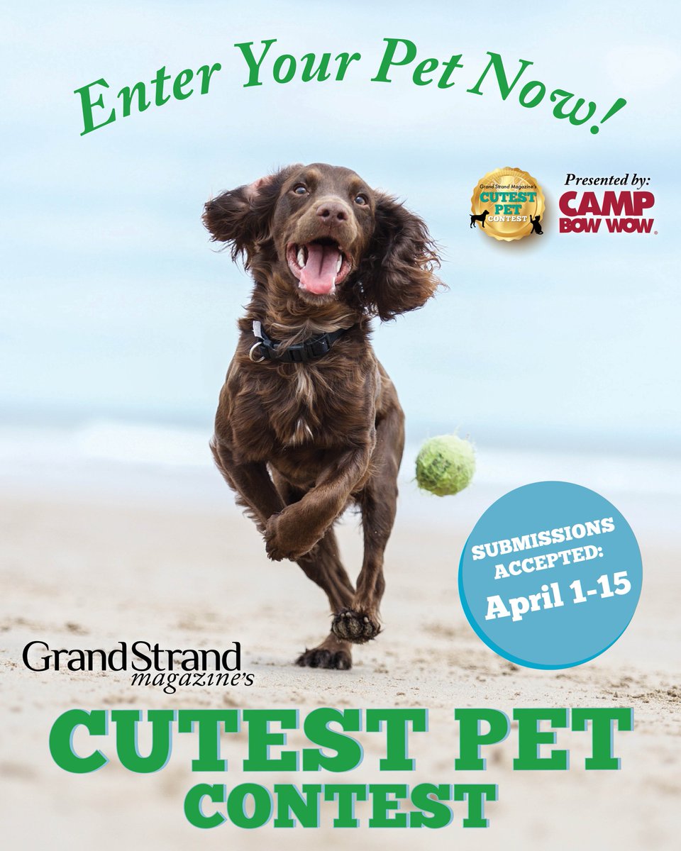 5 DAYS LEFT to submit your pet for our 2025 Cutest Pet Contest sponsored by Camp Bow Wow Myrtle Beach, SC! 🐱🐹🐷🐶🐸

You can enter your pets to win now at: cutestpet.grandstrandmag.com

#grandstrandmagazine #campbowwow #cutestpet #cutestpetcontest