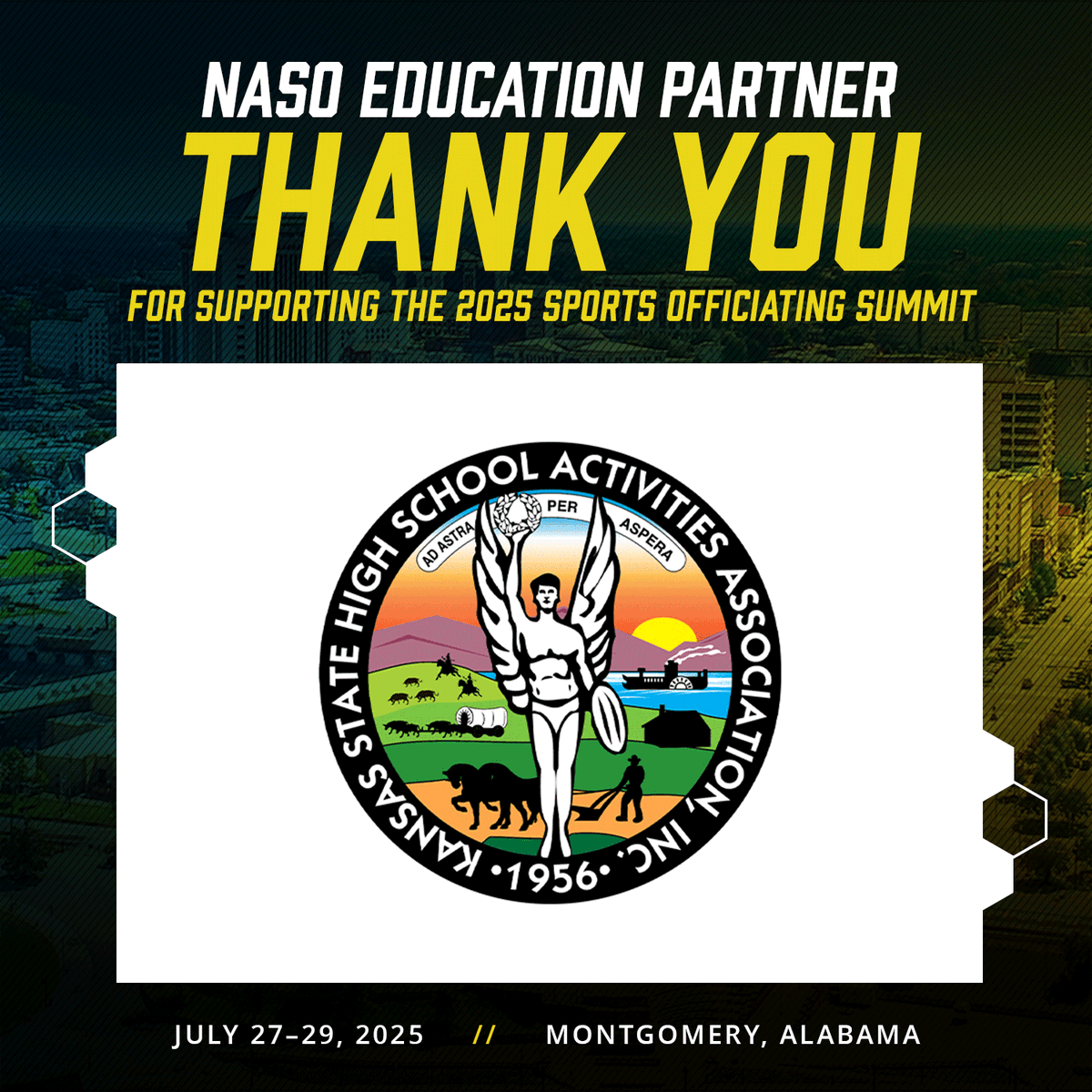 The <a href="/KSHSAA/">KSHSAA</a> supports the future of sports officiating. Will you be a part of it in historic Montgomery this summer? Register today! sportsofficiatingsummit.com