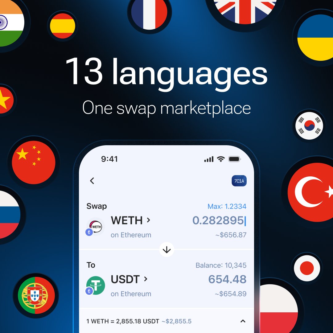 Wherever you are - you’re at home with 1inch.

Français, हिन्दी, 한국어… we speak 13+ languages in the 1inch dApp and 1inch Wallet.

Everyone’s welcome on the seamless cross-chain marketplace.

Come join us 🤗 app.1inch.io