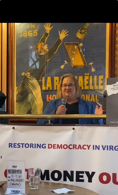 MoneyOutVA's tweet photo. Many thanks to our VA Democracy Warriors who came out to our VA #moneyout Happy Hour where we celebrated the passage of the campaign finance bill restricting personal use of campaign donations!  Thanks to @DavidBulova, Marcus Simon, and Karen from @JenniferBoysko's office. https://t.co/Jz6R88nGzc
