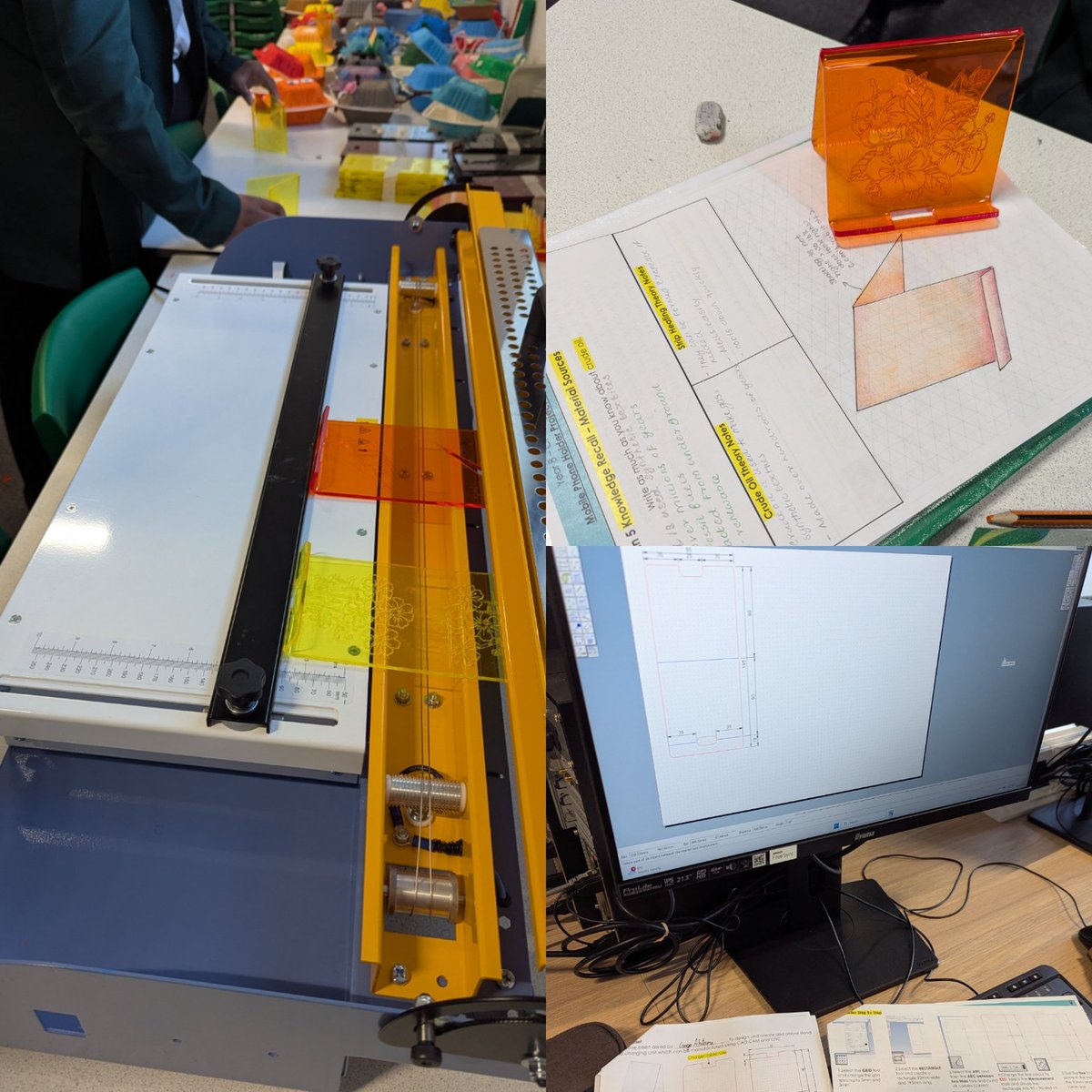Year 8 CAD CAM Project - Device docking station ✨ Get revising for end of unit assessment next lesson! 
💡 CAD CAM CNC
💡 Input Process Output 
💡 Primary and secondary research
💡 Vector Vs Bitmap
💡 Techsoft tools
💡Polymer categories 
💡 Orthographic and Isometric Drawings