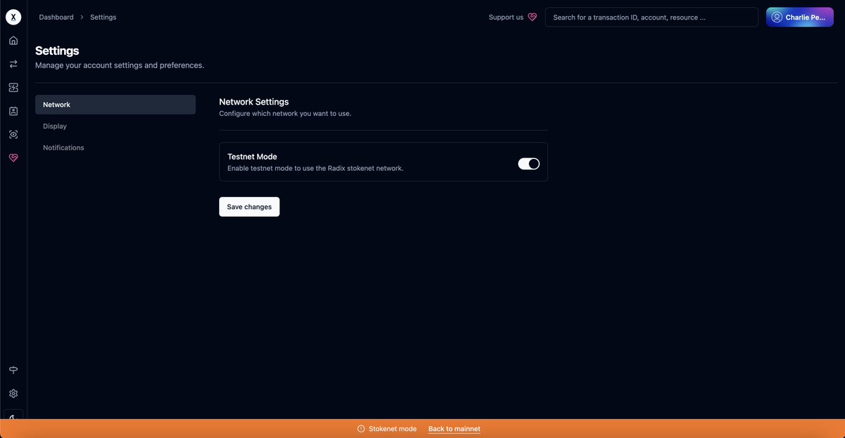 [Update] RadXplorer now support Radix Testnet 🚨

Spot easily what's happening on the Radix Testnet and stay one step ahead of what's to come on the network with RadXplorer ! 👀

How to enabled it ? Just click on the new "Settings" entry on the Navbar and activate the Testnet