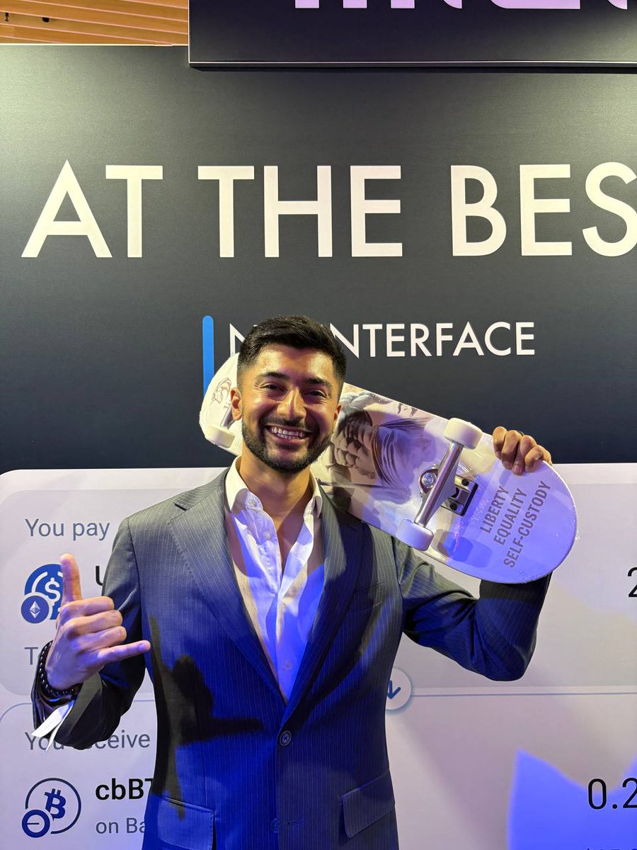 So <a href="/CryptoSherazo/">Sheraz Ahmed</a>  from <a href="/STORM_Partners/">STORM Partners</a>   <a href="/DecentralHouse/">Decentral House</a> won our custom skateboard at Paris Blockchain Week. We’re kinda jealous tbh, we wanted to keep it. Anyway, show him some love with a like 🛹