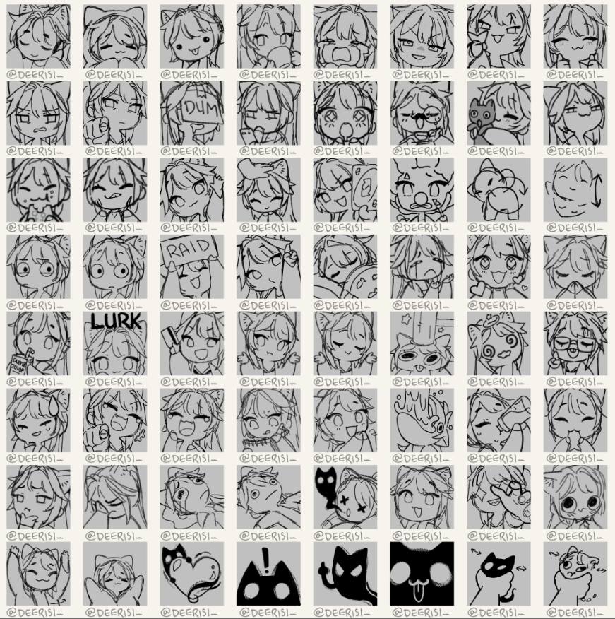 deamarii_'s tweet photo. EMOTE WIP!! These will be for my Twitch &amp; Discord

I did my best to not do ones that were too similar to each other, but ofc we do have some doubles. 

I spent a lot of time checking other channels and discord servers to see what type of emotes people liked! I hope you like them https://t.co/k8yFwozdGt