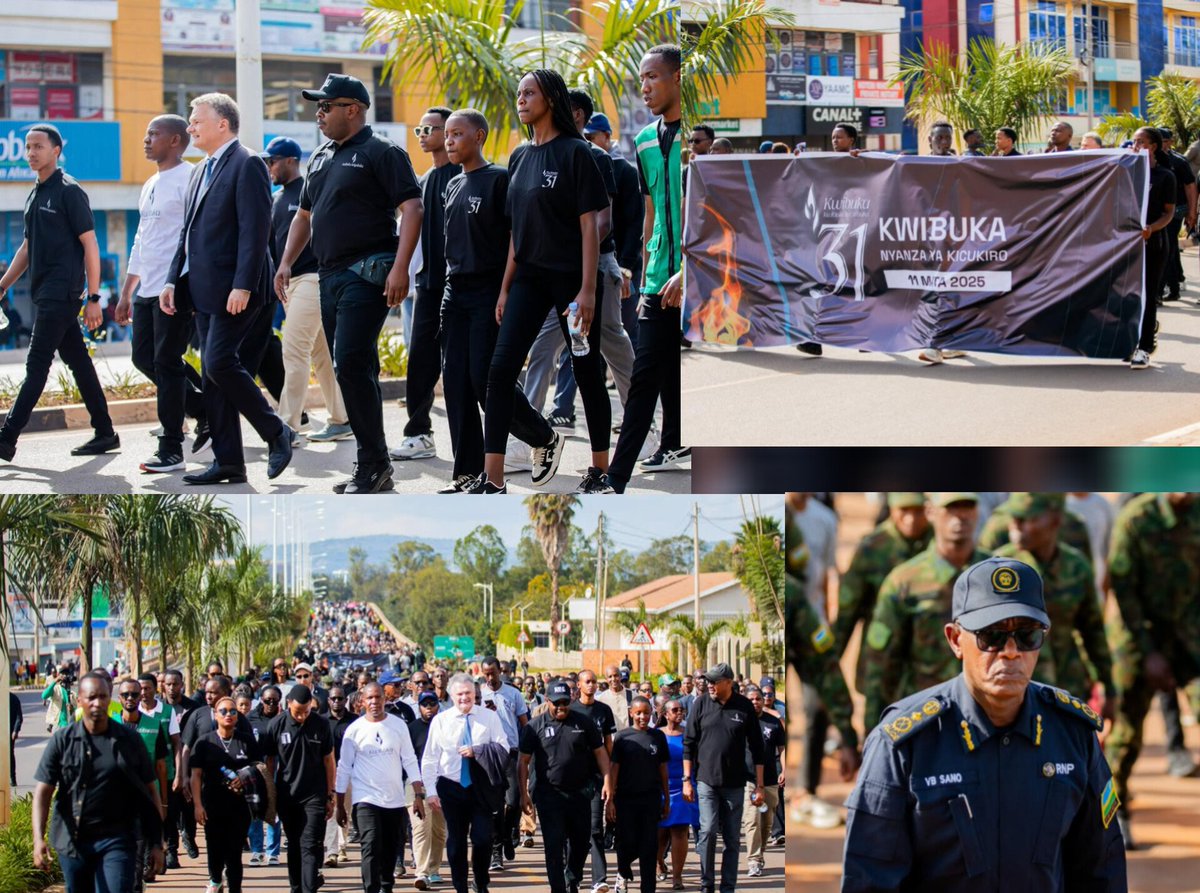 mac_xentertainm's tweet photo. Abayobozi  mu  nzego  zitandukanye  ,  abahagarariye  ibihugu  n'imiryango  mpuzamahanga  ikorera  mu  Rwanda  ,  Abadepite  ,  Abasenateri  ,  urubyiruko  ,  abahagarariye  imiryango  y'abarokotse  Jenoside  n'abandi  bitabiriye  urugendo  rwo  #Kwibuka31  Abatutsi  biciwe  i  Nyanza  ya  Kicukiro  nyuma  yo  gutereranwa  n'lngabo  za  MINUAR  .  Umuyobozi  w'Umujyi  wa  Kigali  ,  Dusengiyumva  Samuel  ,  Ambasaderi  w  '  u  Bufaransa  mu  Rwanda  Antoine  Anfré  n'abandi  bifatanyije  n'ibihumbi  by'abitabiriye  uru  rugendo