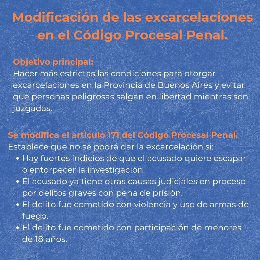AlexCampbellOK's tweet photo. En la provincia de Buenos Aires vivimos reiteradamente hechos de inseguridad. No podemos naturalizar el miedo, la violencia ni la impunidad.

Por eso, presenté en el @Senado_BA dos proyectos de Ley que buscan dar respuestas concretas:

1- Modificación en el Código Procesal Penal para restringir las excarcelaciones: no puede ser que los delincuentes estén en la calle. Hay que poner fin a la puerta giratoria. 

2- Creación de una Comisión Bicameral para actualizar el Código Procesal Penal: la inseguridad es un flagelo que los bonaerenses padecemos a diario, es fundamental reformular un Código que quedó obsoleto con un trabajo técnico serio para combatir a fondo la delincuencia en la provincia de Buenos Aires.