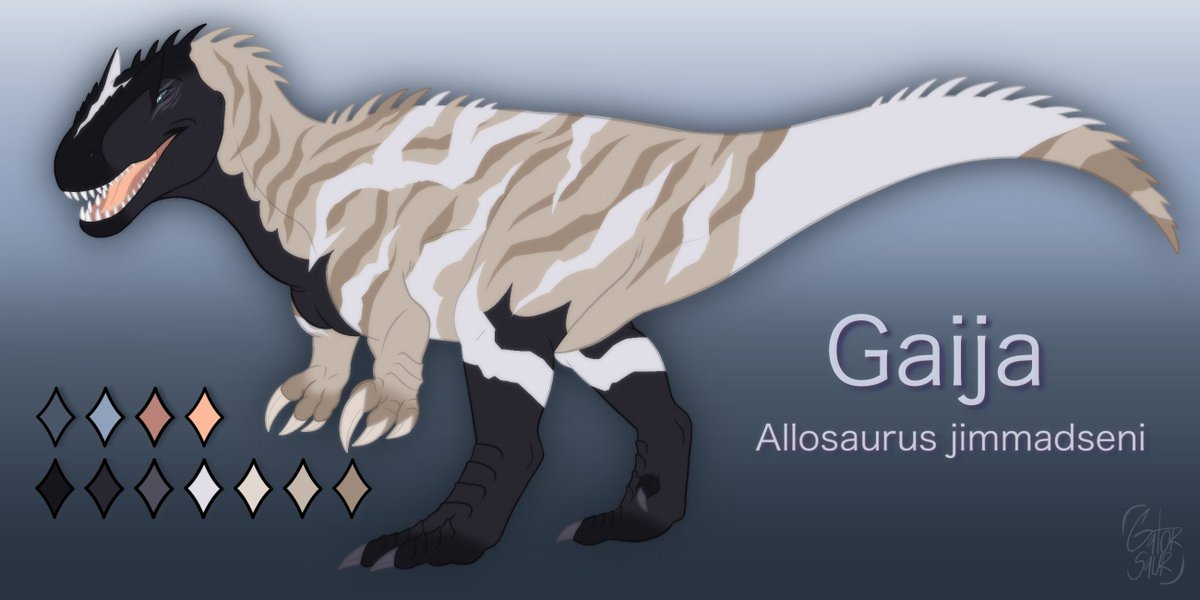Gatorsaur's tweet image. Personal reference sheet of my OC. I brought this design from @iirhaaa_ HUUUUGE CREDIT!! Please go check them out!! 🫶🏼🌸 I made slight edits to the design and made them an allo instead of an acro! 💐🌻
