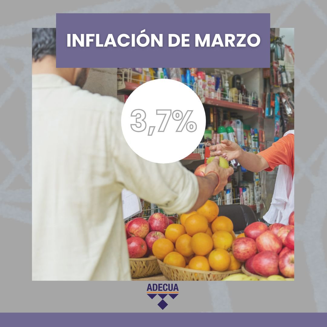 📈La inflación de marzo fue del 3,7%, según informa el <a href="/INDECArgentina/">INDEC Argentina</a>. De este modo, durante el primer trimestre, el alza de precios fue de un 8,6%.

📚La mayor incidencia sobre la variación mensual de precios provino del rubro "Educación", que presentó un aumento del 21,6%.