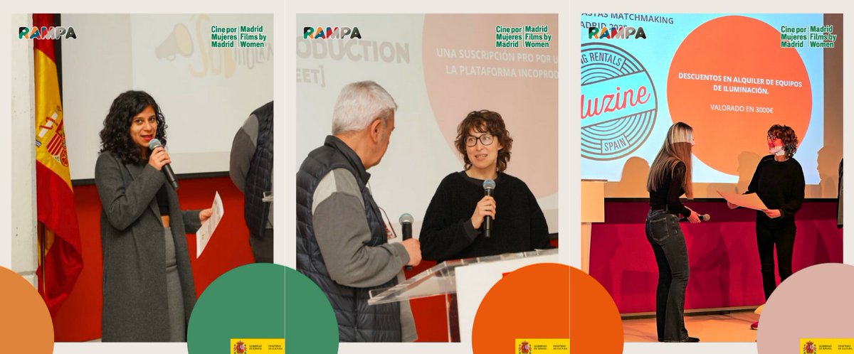 FCinepormujeres's tweet photo. ¡Cerramos el Foro Industria Madrid Jornadas de Matchmaking 2025 por todo lo alto! 

Hoy se ha premiado el talento, la creatividad y el esfuerzo de las mujeres cineastas en la gala final. 

¡Enhorabuena!

Organizado por RAMPA y @FCinepormujeres
Apoyo @iccgob https://t.co/6jtqzy7axc