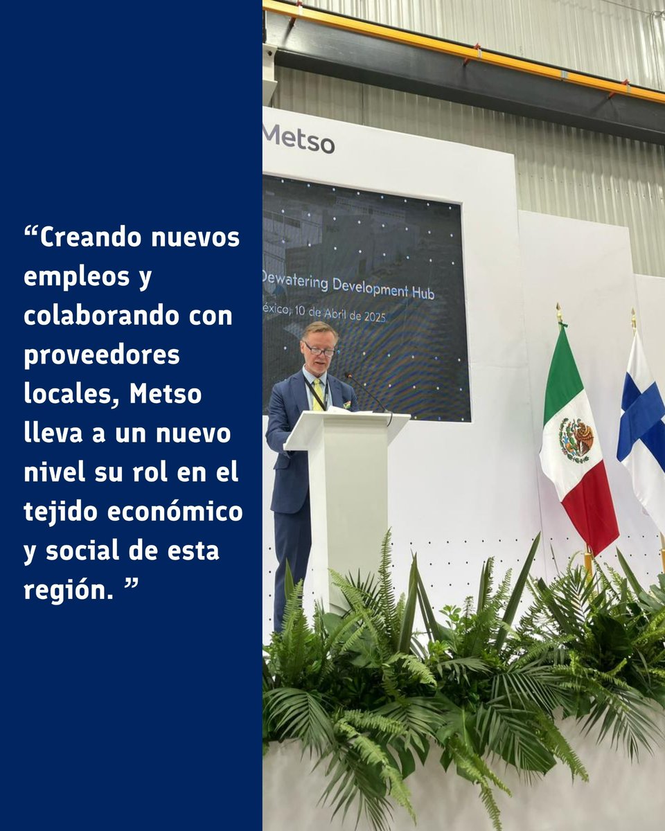 El embajador Mäki presenció a la apertura del nuevo Dewatering Development Hub de la empresa finlandesa #Metso en Irapuato. 🇫🇮🤝🇲🇽