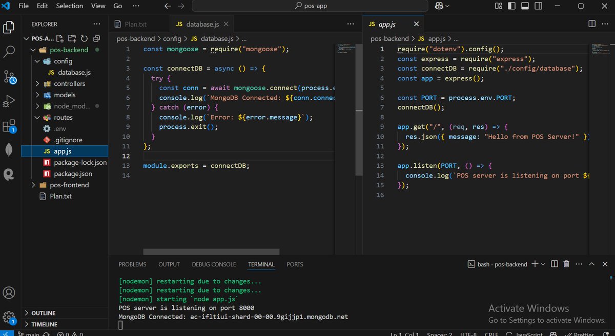 VictorChidiogo's tweet photo. Day 36 &amp; 37 of #100DaysOfCode for Pro MERN stack development.  

✅I completed state management with redux on the frontend. 
✅Setup backend environment for the project with node.js and express.
✅ I also setup mongoDB for database management. https://t.co/JQDbWlmweq