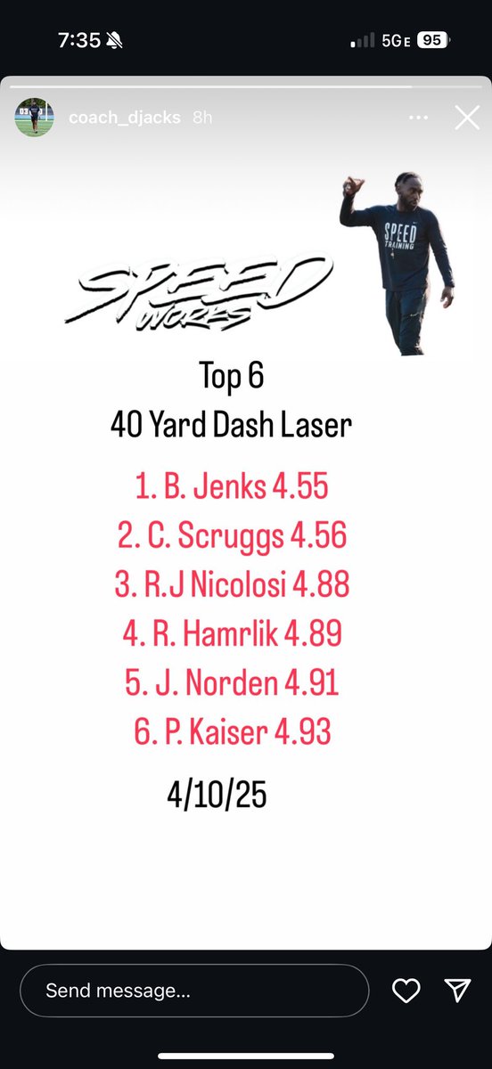 BretJenks_'s tweet photo. New 40 yard dash PR. @MaristRecruits @BrendanThompsn https://t.co/Fqlu687Xz3