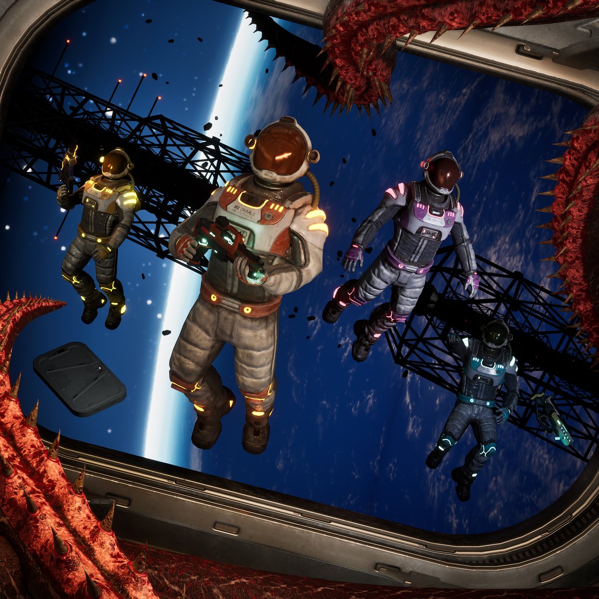 BlackGateHQ's tweet photo. ✨ New cosmetics are coming soon to BlackGate Playtesters! ✨

How do you guys think they compare to other suits in the game?

#vrgame #vrhorror #survivalhorror #virtualreality #vrgamedev #metaquest #vrmultiplayer https://t.co/BiKlCEN0JX