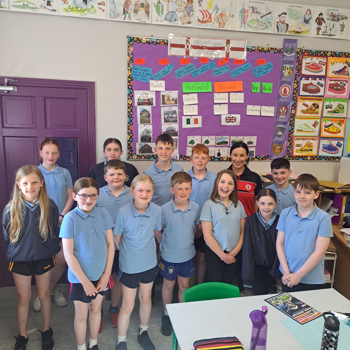We were learning about Northern Ireland in history. Thanks to Cathy for coming in to talk to the class about her experiences growing up in Tryone.