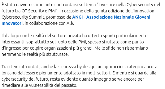 guelfoweb's tweet photo. “Investire nella Cybersecurity del futuro tra OT Security e PMI” Grazie a @Angi_tech e @ale_comunica https://t.co/DBJOshtT90