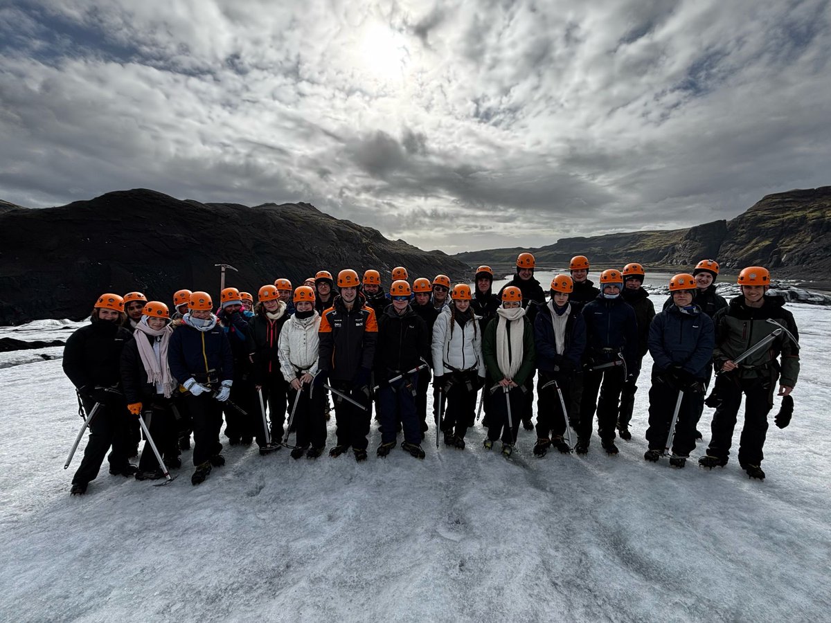 GeographyPC's tweet image. On Solheimajokull Glacier - we saw a meltwater lake, crevasses and icefield, wore crampons, and walked with ice axes! We have visited the amazing Skogafoss Waterfall and visited the ‘Black Beach’ at Reynisfjara among other sites today