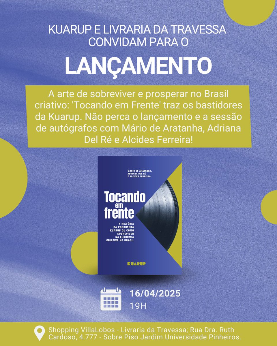 Rodzanke's tweet photo. Produtora e gravadora @KuarupProdutora conta sua história de artistas, músicas e álbuns do seu prestigiado acervo de 48 anos no livro Tocando em Frente. Lançamento em SP dia 19/4, as 19h na Livraria da Travessa do Shopping Villa Lobos. Venha prestigiar. https://t.co/jWeFLpCDb8