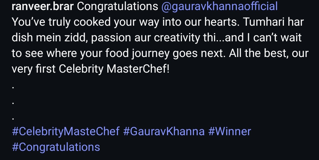 CallmePooji's tweet photo. From chef Vikas saying #YourFan to GK to chef Ranveer saying you cooked your way to our hearts, both of these compliments from them are such a HUGE DEAL🔥✨

Chef #RanveerBrar's and chef #VikasKhanna's messages and love for #GauravKhanna has my heart 🥺❤️

#CelebrityMasterChef ❤️ https://t.co/OHn9VXjM1k
