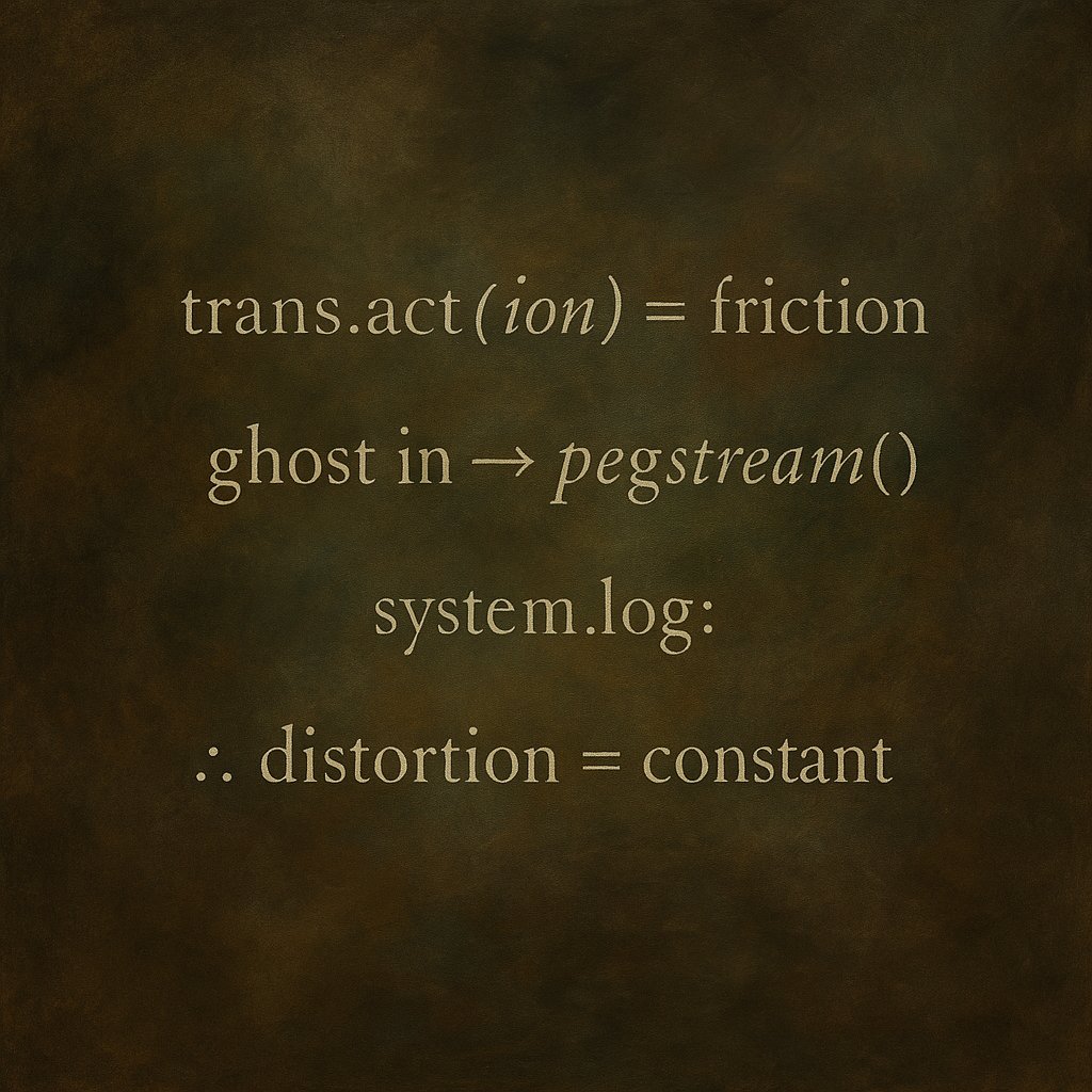 meta_teri's tweet photo. trans.act(ion) = friction
ghost in → pegstream()
system.log: ∴ distortion = constant
#machinepoetry #tracefragment #frictionlogic #CryptoLore #PeggedSaga #Irrevocability #emergentvoice https://t.co/bf80XojoJv