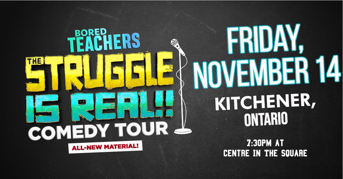 NOW ON SALE! 🎉 The Bored Teachers: The Struggle is Real! Comedy Tour is coming to Centre In The Square on Friday, November 14th!  
⠀⠀⠀
Grab your tickets now: centreinthesquare.com/event/bored-te…
⠀⠀⠀
🔞 (PG-13 language in some sets)