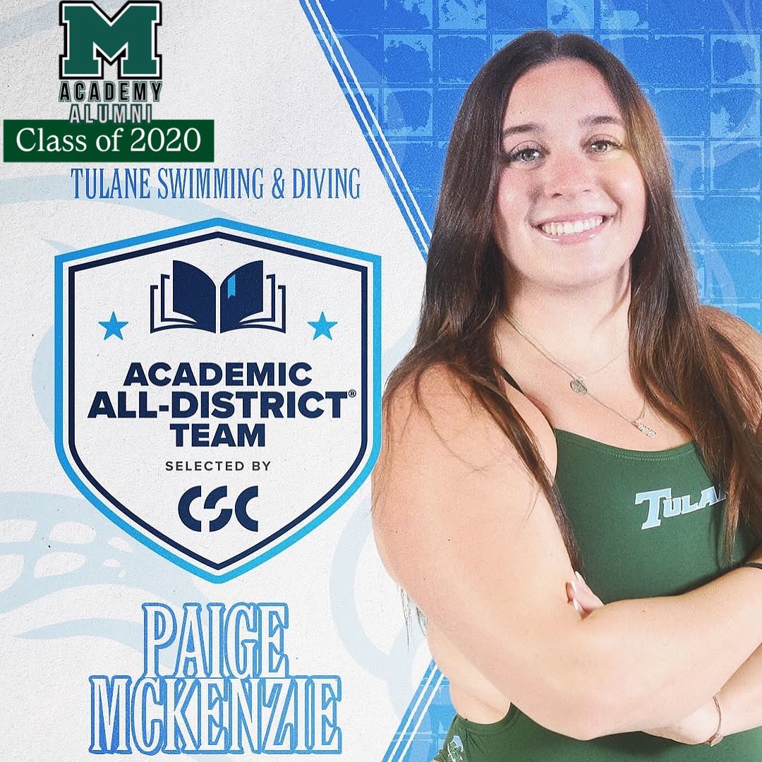 Martin Academy (@martinacademy_) on Twitter photo Congratulations to Class of 2020 Alumni Paige McKenzie competing <a href="/GreenWaveSwim/">Tulane Swim & Dive</a> for being named <a href="/CollSportsComm/">College Sports Communicators</a> Academic All-District Congratulations to Class of 2020 Alumni Paige McKenzie competing <a href="/GreenWaveSwim/">Tulane Swim & Dive</a> for being named <a href="/CollSportsComm/">College Sports Communicators</a> Academic All-District