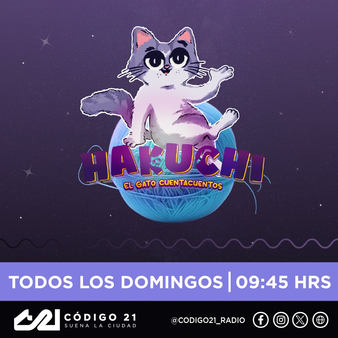 codigo21_radio's tweet photo. Nuestro amigo #Hakuchi nos presentará un increíble cuento

⏰Conéctate a las 10 hrs.

🔗https://t.co/hSaICJzucc | https://t.co/1EL3U8Of5L 

@ChicleyJuega / @_Danierusan
#LoQueTienesQueEscuchar https://t.co/8ctJFcHkyn