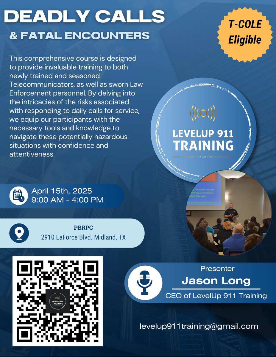 Where will we be next? Midland, Texas, at the PBRPC for Deadly Calls &amp; Fatal Encounters course. We are excited to bring this training to the area! See you soon!!