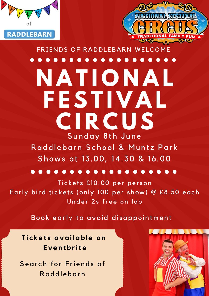 Buy your tickets to our next Friends of Raddlebarn event - The National Festival Circus: eventbrite.co.uk/e/national-fes…