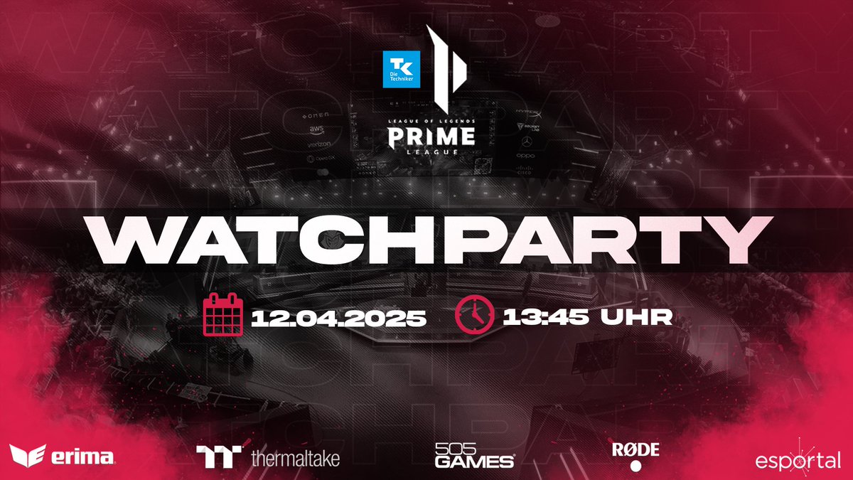 TeamBasH_Gaming's tweet photo. 📺Watchparty📺
🔥Schaut mit uns Live das Upper Bracket Finale!🔥
Wo? Bei uns auf dem Discord!
Wann? 12.04.2025 um 13:45 Uhr
#teambash #gobash #leagueoflegends #watchparty #primeleague #esport #final
@DynamoLuk @ERIMA1900 @Thermaltake_de @505GAMESGermany @rodemics @esportal https://t.co/odQcJz5Q9R